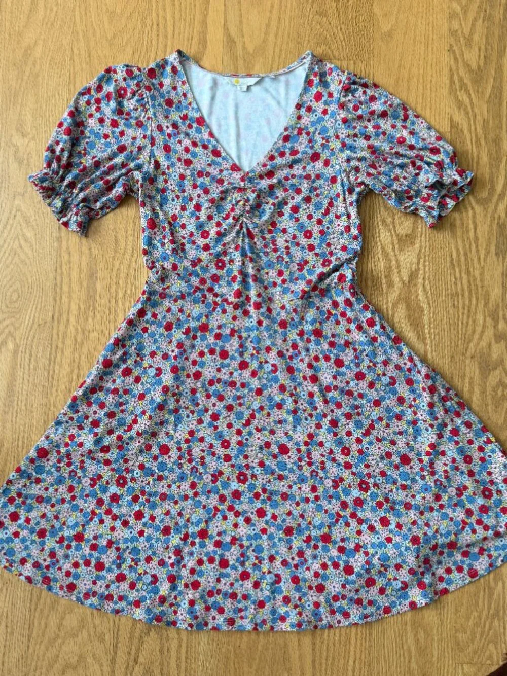 Boden floral fit and flare v- neck jersey dress US4/UK8 - Picture 5 of 9